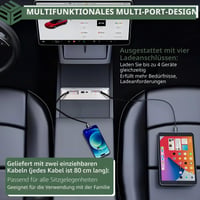 EYPINS Tesla Model 3 Highland 2024 USB Hub Töltő - 4 az 1-ben Többportos Töltő, Rejtett USB Hub Középkonzolhoz 80 cm-es Visszahúzható Kábellel 4