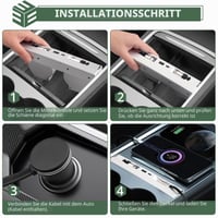 EYPINS Tesla Model 3 Highland 2024 USB Hub Töltő - 4 az 1-ben Többportos Töltő, Rejtett USB Hub Középkonzolhoz 80 cm-es Visszahúzható Kábellel 6