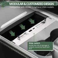 EYPINS Tesla Model 3 Highland 2024 USB Hub Töltő - 4 az 1-ben Többportos Töltő, Rejtett USB Hub Középkonzolhoz 80 cm-es Visszahúzható Kábellel 2