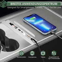 EYPINS Tesla Model 3 Highland 2024 USB Hub Töltő - 4 az 1-ben Többportos Töltő, Rejtett USB Hub Középkonzolhoz 80 cm-es Visszahúzható Kábellel 7