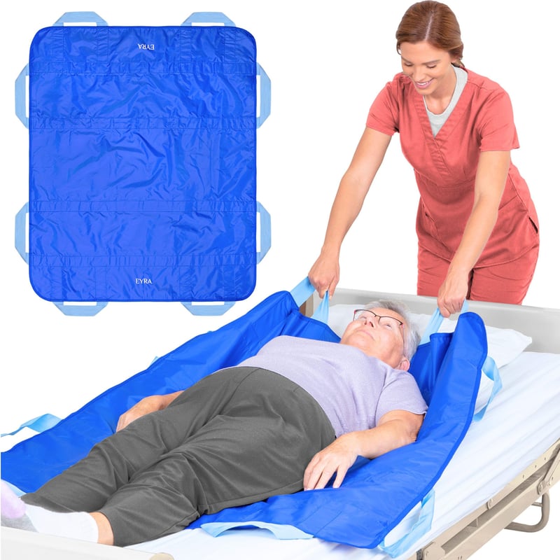 EYRA Prepravná podložka pre pacientov 122x102 cm s 8 úchytmi – Pomôcka na presun a polohovanie seniorov – Prateľná, opakovane použiteľná