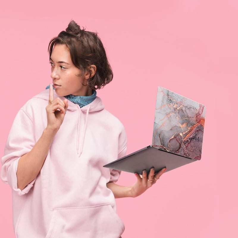 Autocolant din vinil cu model de marmură eyscar pentru laptop, compatibil cu ecrane de 13, 13.3, 14, 15, 15.4, 15.6 inchi, husă de protecție cu aspect de marmură 02 pentru notebook și PC