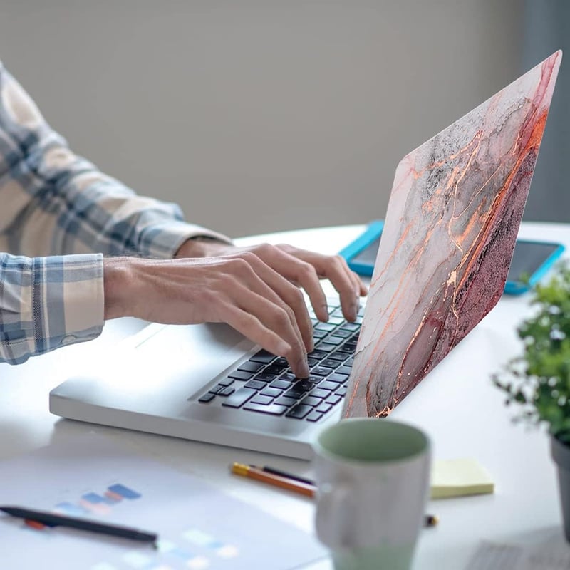 Autocolant din vinil cu model de marmură eyscar pentru laptop, compatibil cu ecrane de 13, 13.3, 14, 15, 15.4, 15.6 inchi, husă de protecție cu aspect de marmură 02 pentru notebook și PC