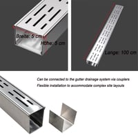 EZAYMSNY Rozsdamentes Acél Vízelvezető Rács 5 cm Széles Keskeny Lefolyócsatorna 304-es Acél Teraszhoz Kerthez Garázshoz Járdához 7