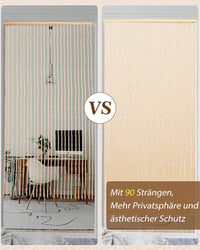 Ezcasch 90x200 cm fa gyöngy függöny 90 szál bézs rovarháló hálóhoz 4