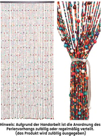Ezcasch Színes Bambusz Gyöngyfüggöny 90x200 cm - Bohém Stílusú Ajtó- és Ablakdekoráció, Rovarháló, Kézműves Szivárvány Térelválasztó 2