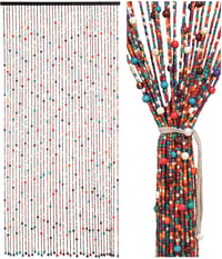 Ezcasch Színes Bambusz Gyöngyfüggöny 90x200 cm - Bohém Stílusú Ajtó- és Ablakdekoráció, Rovarháló, Kézműves Szivárvány Térelválasztó 1