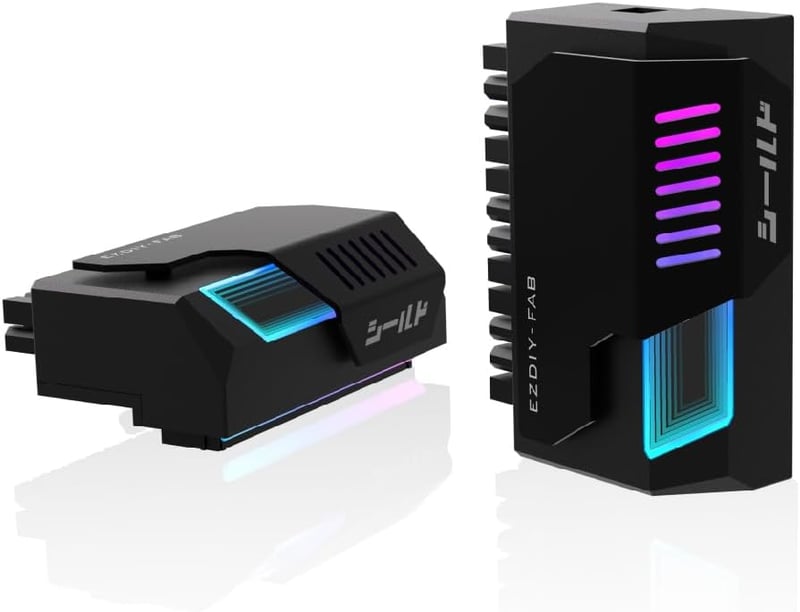 EZDIY-FAB 24 Pin 90 Fokos ATX Tápcsatlakozó Adapter ARGB LED Világítással