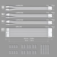 Súprava opletených predlžovacích káblov k zdroju EZDIY-FAB, 24PIN/8PIN/4+4PIN – 300 mm, biela 3