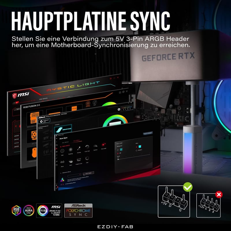 EZDIY-FAB GPU tartó állvány, ARGB LED, alumínium videokártya sag holder, állítható magasság