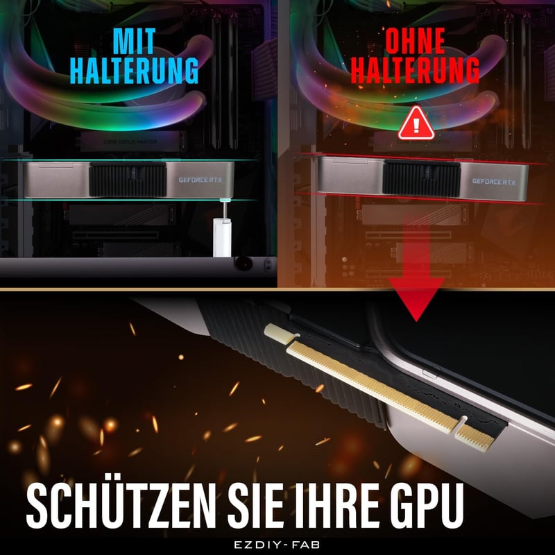 EZDIY-FAB GPU tartó állvány, ARGB LED, alumínium videokártya sag holder, állítható magasság