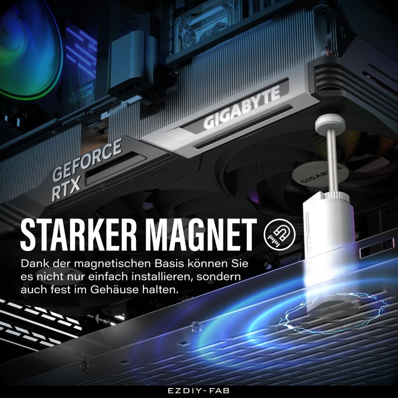 EZDIY-FAB GPU tartó állvány, ARGB LED, alumínium videokártya sag holder, állítható magasság
