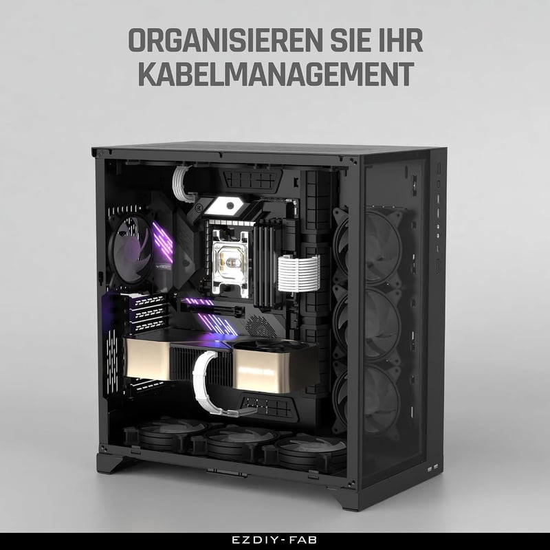 EZDIY-FAB PCIe 5.0 12VHPWR sleeved kábelkészlet 16AWG tápkábel toldó 24 pin ATX EPS 4+4 és 12+4 3x8 pin RTX 4080 4070 Ti, fehér