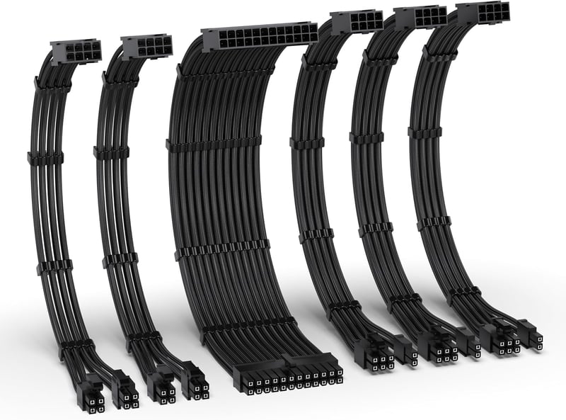 EZDIY-FAB PSU kábel hosszabbító szett 16AWG, 24pin/EPS/PCI-E, 300mm fekete