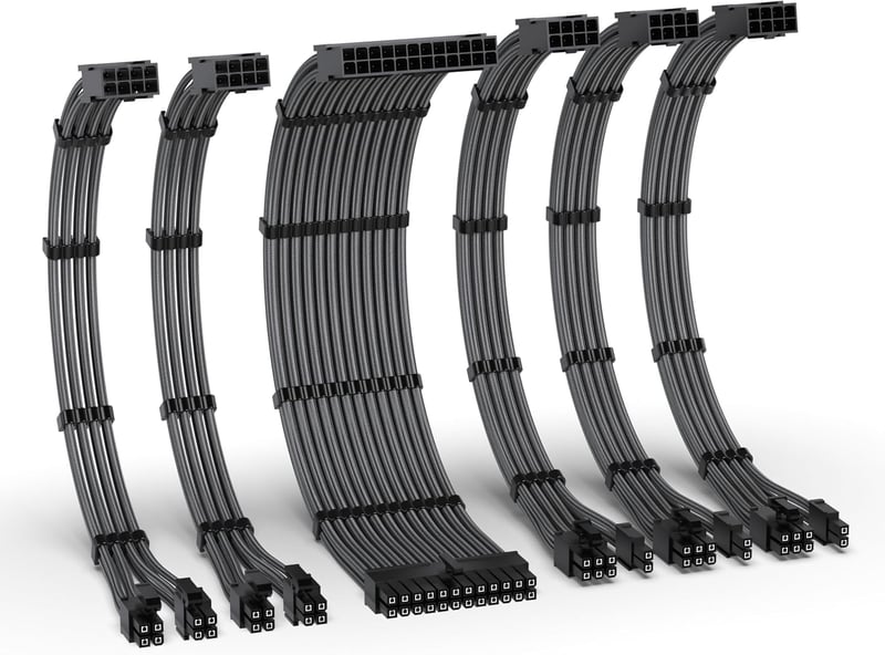 EZDIY-FAB PSU Kábelbővítő Szett 16AWG, 24Pin/EPS/PCI-E Hosszabbító 300mm Fésűvel