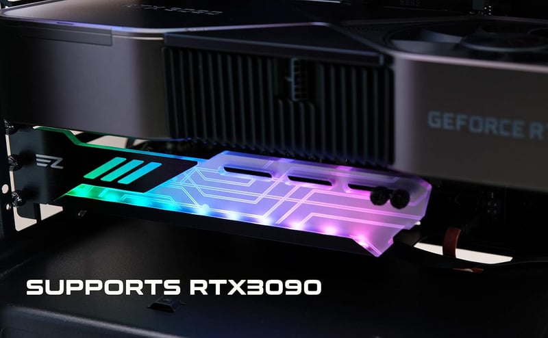 EZDIY-FAB RGB Videokártya Tartó 5V 3 Pin LED Szinkronizálható GPU Holder