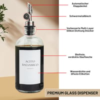 Ezebesta 3 db olaj és ecet adagoló üveg 480 ml rozsdamentes szivattyúval 3