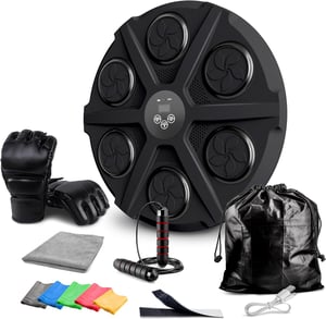 Aparat de box muzical Ezero Beat Punch pentru antrenament acasă, 12 niveluri, cu panou LED interactiv Bluetooth și accesorii pentru îmbunătățirea reflexelor