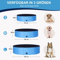 Bazén pre psov Ezilif pre veľké aj malé psy, skladací protišmykový bazén pre psov 160x30 cm, hrubé PVC, odolný voči oderu 2