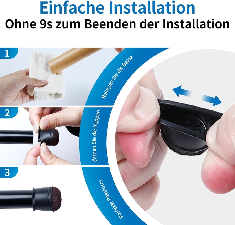Ezprotekt 10-15mm fekete szilikon székláb sapka 16db kerek védőkupak filccel