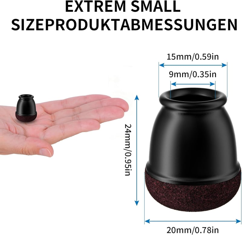 Ezprotekt 10-15mm fekete szilikon székláb sapka 16db kerek védőkupak filccel