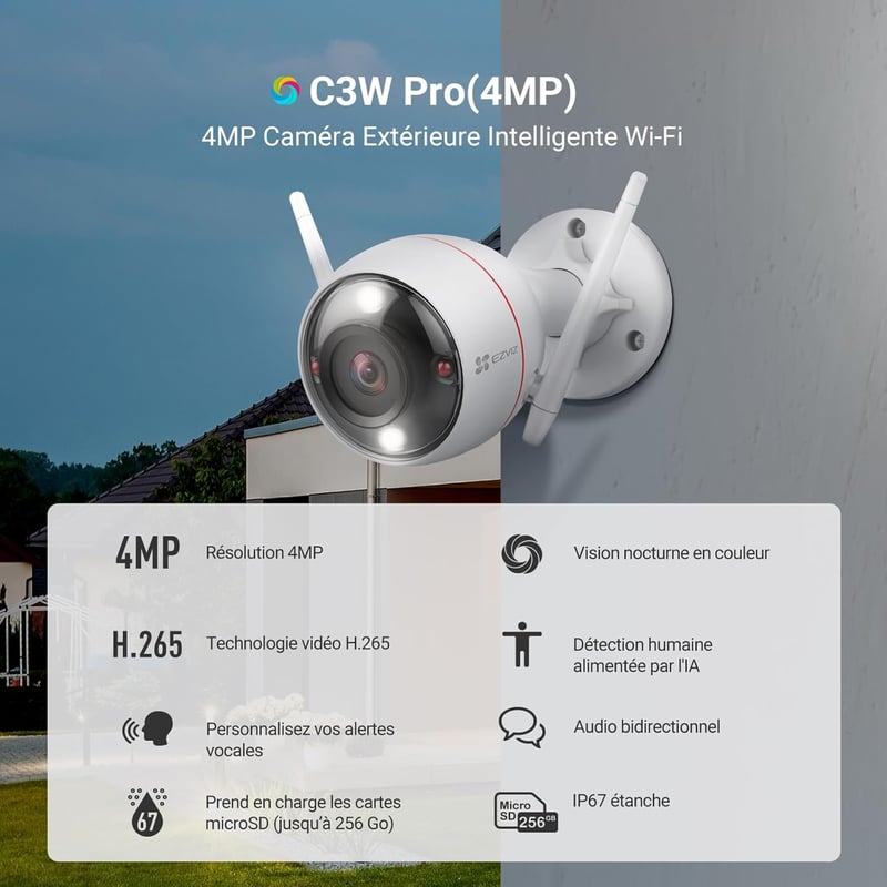 EZVIZ C3W Pro 2.5K WiFi Biztonsági Kamera Színes Éjszakai Látás Mozgásérzékelés
