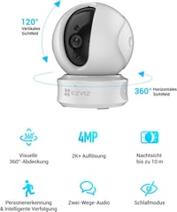 EZVIZ C6CN 4MP WiFi IP Beltéri Biztonsági Kamera - 360° Forgatható, Mozgáskövető, Kétirányú Hang, Éjjellátó, Alexa Kompatibilis, Privát Módd 2
