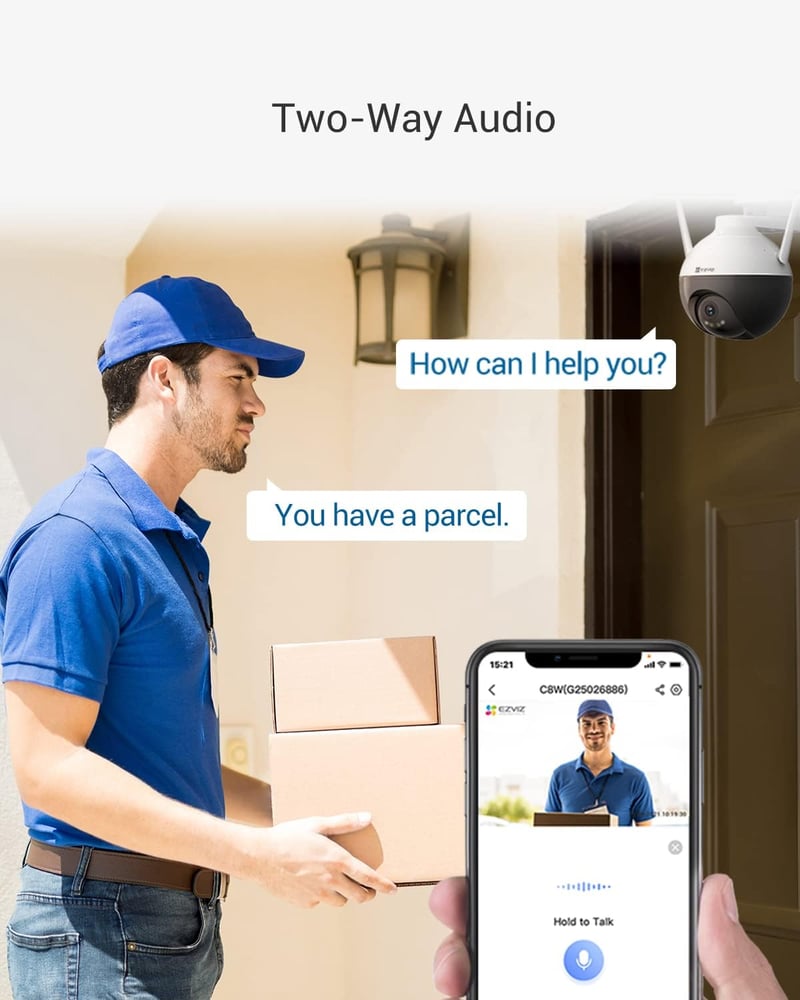 EZVIZ C8W 4MP WiFi IP kamera, 2K+ kültéri forgó kamera, éjszakai látás, 352° forgatás, SD kártya