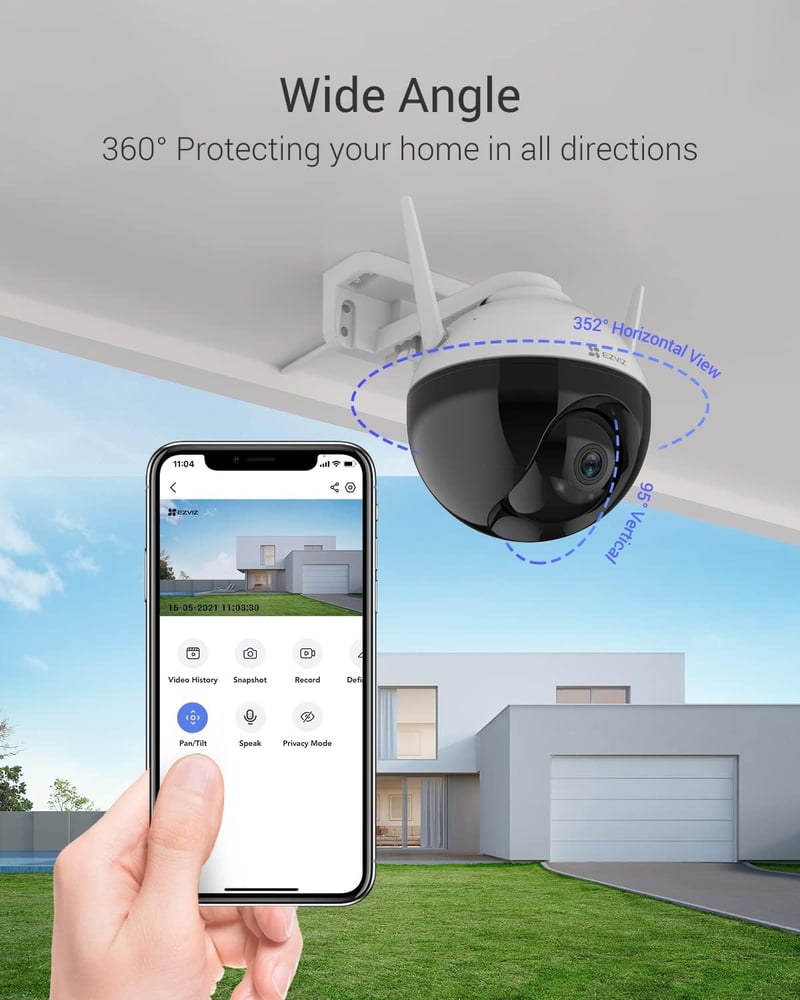 EZVIZ C8W 4MP WiFi IP kamera, 2K+ kültéri forgó kamera, éjszakai látás, 352° forgatás, SD kártya