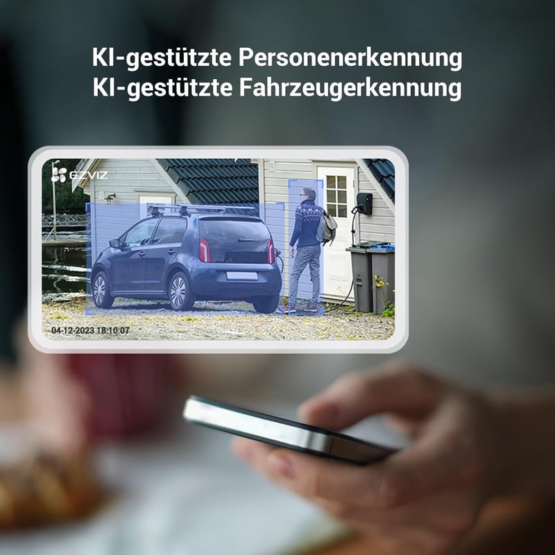 EZVIZ CB3 3MP Vezeték Nélküli Kültéri Biztonsági Kamera Szolár Panellel - WiFi, AI Személy/Jármű Érzékelés, Színes Éjjellátás, Kétirányú Han - White