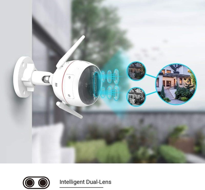 EZVIZ Dual Lens kültéri biztonsági kamera 1080P, színes éjszakai látás, mozgásérzékelés, sziréna, IP67
