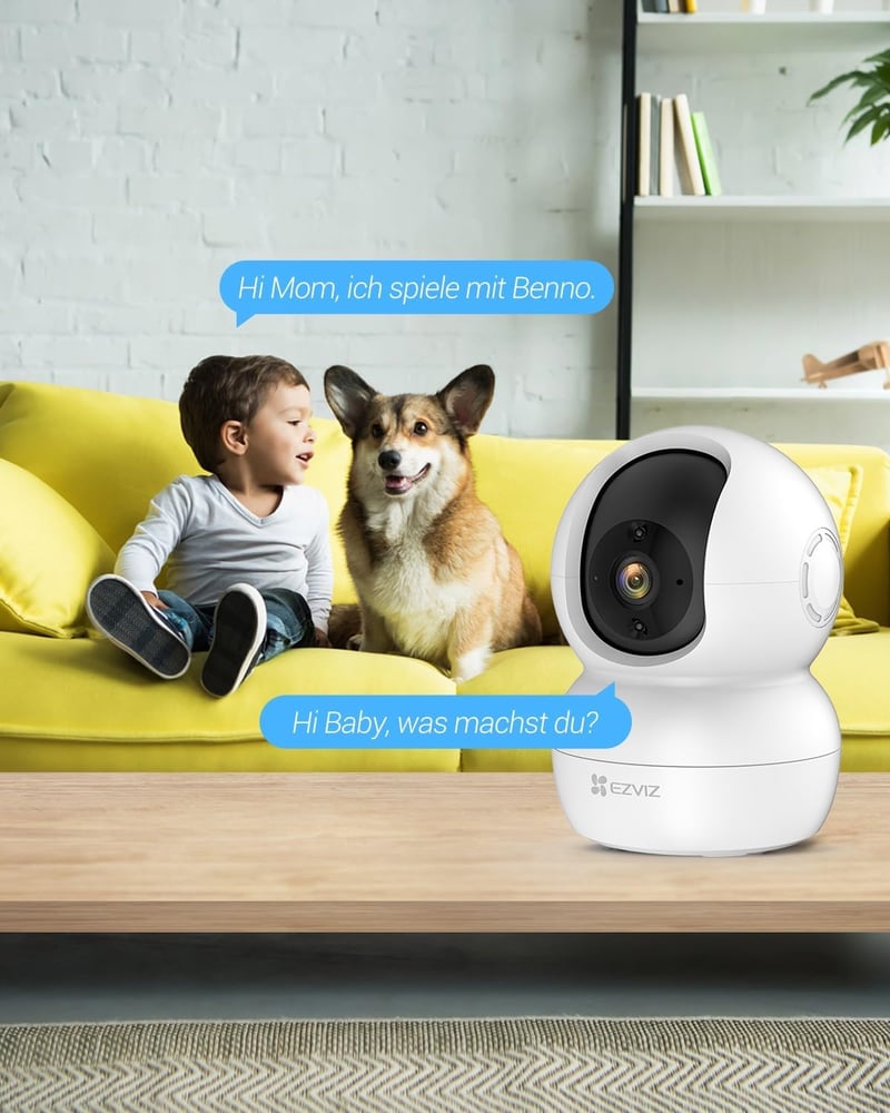 EZVIZ WiFi IP Beltéri Biztonsági Kamera 1080P - Forgatható Bébiőr Kétirányú Hanggal, Mozgásérzékelővel és Éjjellátóval, Alexa Kompatibilis