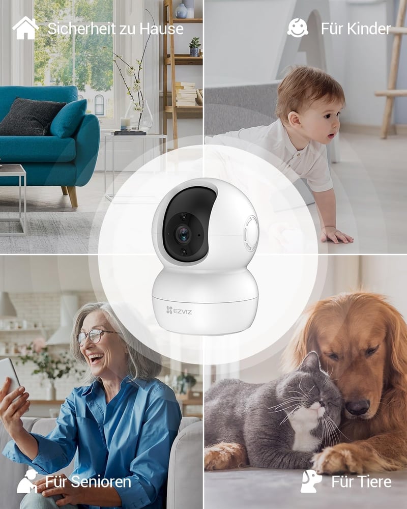 EZVIZ WiFi IP Beltéri Biztonsági Kamera 1080P - Forgatható Bébiőr Kétirányú Hanggal, Mozgásérzékelővel és Éjjellátóval, Alexa Kompatibilis