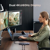 UGREEN Revodok Pro USB C Hub 10Gbps - Kettős 4K@60Hz HDMI, Ethernet, 100W PD Töltés, SD/TF Kártyaolvasó, USB 3.2 Portok, Fekete Dokkoló Állo 3