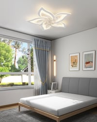 YUNLONG Mennyezeti Ventilátor Lámpával, Távirányítóval, Csendes DC Motor, 6 Fokozat, Dimmelhető 7