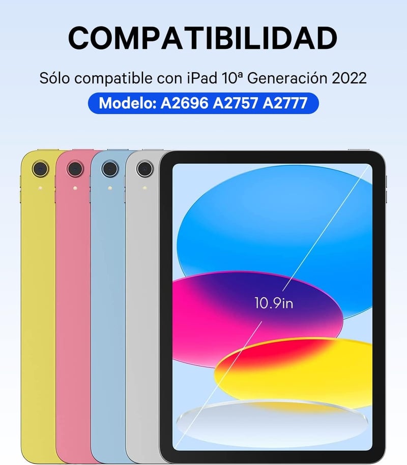 iPad 10. generációs Earto vezeték nélküli billentyűzet érintőpaddal, 10,9", fekete