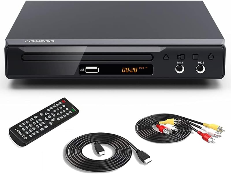 SCART/HDMI/USB DVD lejátszó TV-hez, régiómentes, mikrofonbemenettel