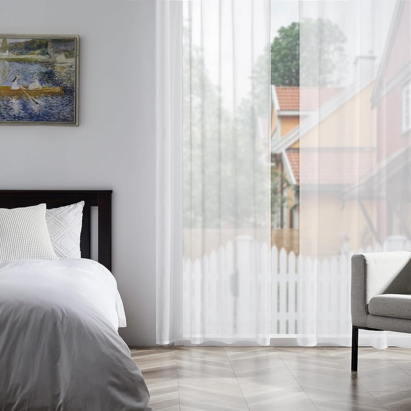 Topfinel fehér fényáteresztő függöny, 2 db, 260x140 cm, lenvászon hatású, modern nappali és gyerekszoba