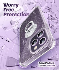 iPhone 14 Pro Fekete Glitteres Gyűrűs Tok - Ütésálló és Csillogó Védelem 4