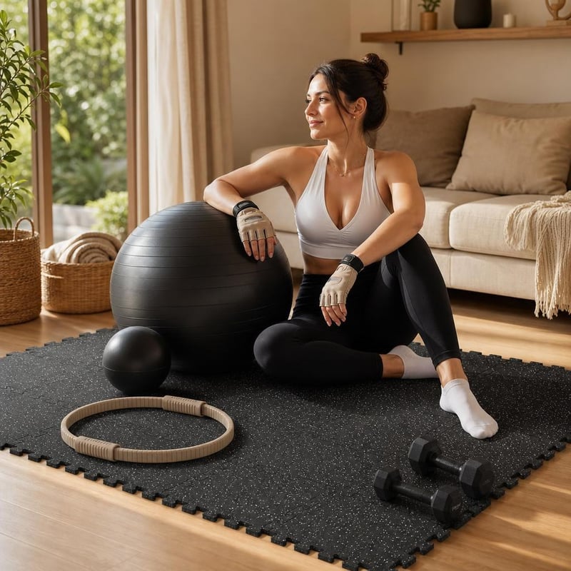 Pilates set za zdravu kralježnicu: 12x puzzle podloga + fitball lopte + pilates obruč + rukavice