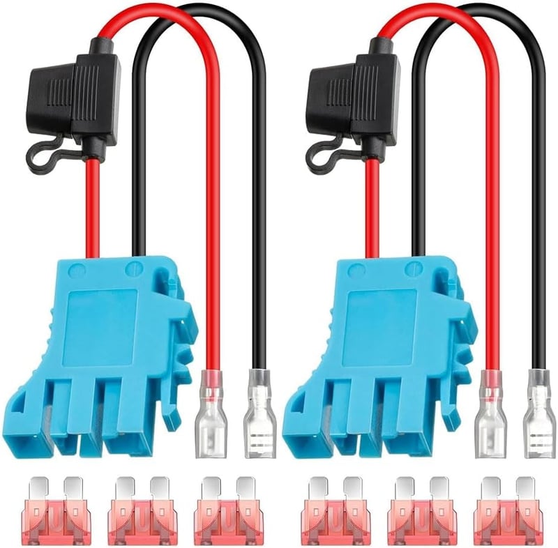 Exogio Kábelköteg Csatlakozó 12V Peg-Perego Járművekhez - 12AWG Vezeték Biztosítékkal, Akkumulátor Adapter Gyerekjárművekhez, Kék