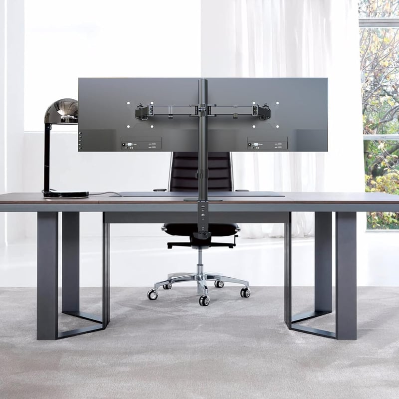 Dupla Monitortartó Kar 13-27" Képernyőkhöz | Állítható Asztali Monitorállvány Forgatható Dönthető Konzol Asztallapra Rögzíthető - 13 - 27 inches, black