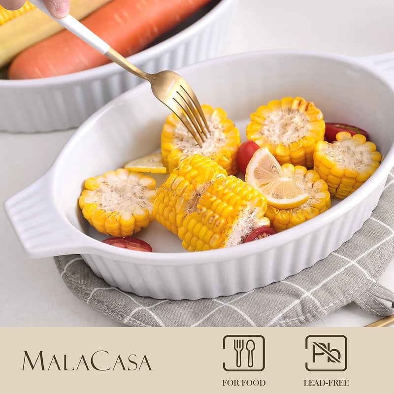 Malacasa 4 részes fehér porcelán sütőforma készlet, különböző méretekben