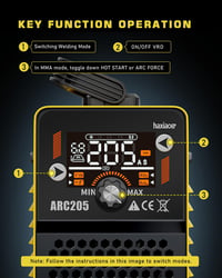 haxiaoer ARC205 Inverteres Hegesztőgép - IGBT DC MMA/E-Hand/Lift-TIG Funkcióval, 205A, LED Kijelzővel, Anti-Stick, Hot Start, ARC Force, 10  2
