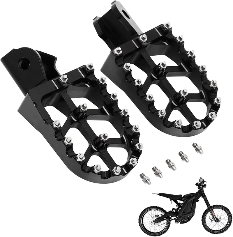 JFG RACING Motoros Lábtartó - CNC Alumínium Széles Pedálok Sur Ron Light Bee és CRF150F/230F Modellekhez, Fekete
