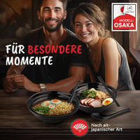 LunchHero® Ramen Tál Készlet - 1000 ml Melamin Leveses Tál Japán Stílusban - Mosogatógépben Mosható Étkészlet Evőpálcikával és Kanállal - 2  5
