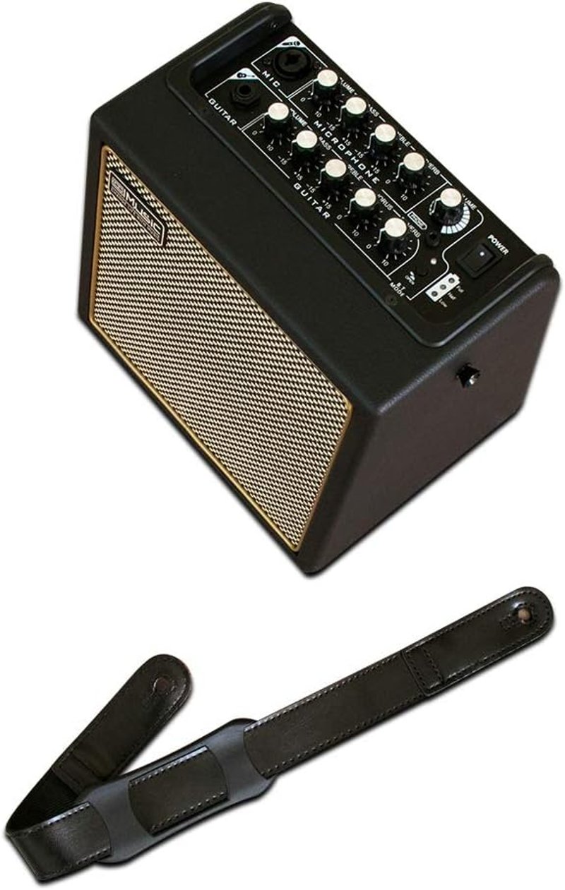 Coolmusic 30W Hordozható Gitárerősítő - Bluetooth Kapcsolat, Mikrofon Bemenet, Akkumulátoros, Fa Ház, Visszhang Effekt, Gitár és Billentyű K
