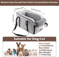 Arkyomi autós kutyaülés középkonzolra, 6 kg-ig, biztonsági övvel 2