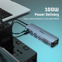 Hub Type-C 7 în 1 Qhou: HDMI 4K, USB 3.0, Cititor de Carduri, PD 100W 4