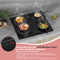 Disaenvir 60 cm-es Indukciós Főzőlap 4 Zónával, 6400W, Flexibilis Zóna, Érintésvezérlés, 9 Teljesítményszint, Időzítő, Szünet Funkció, 220V 3